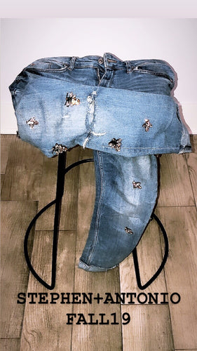 Stephen+Antonio Runway Crystal Embellished Jeans.
